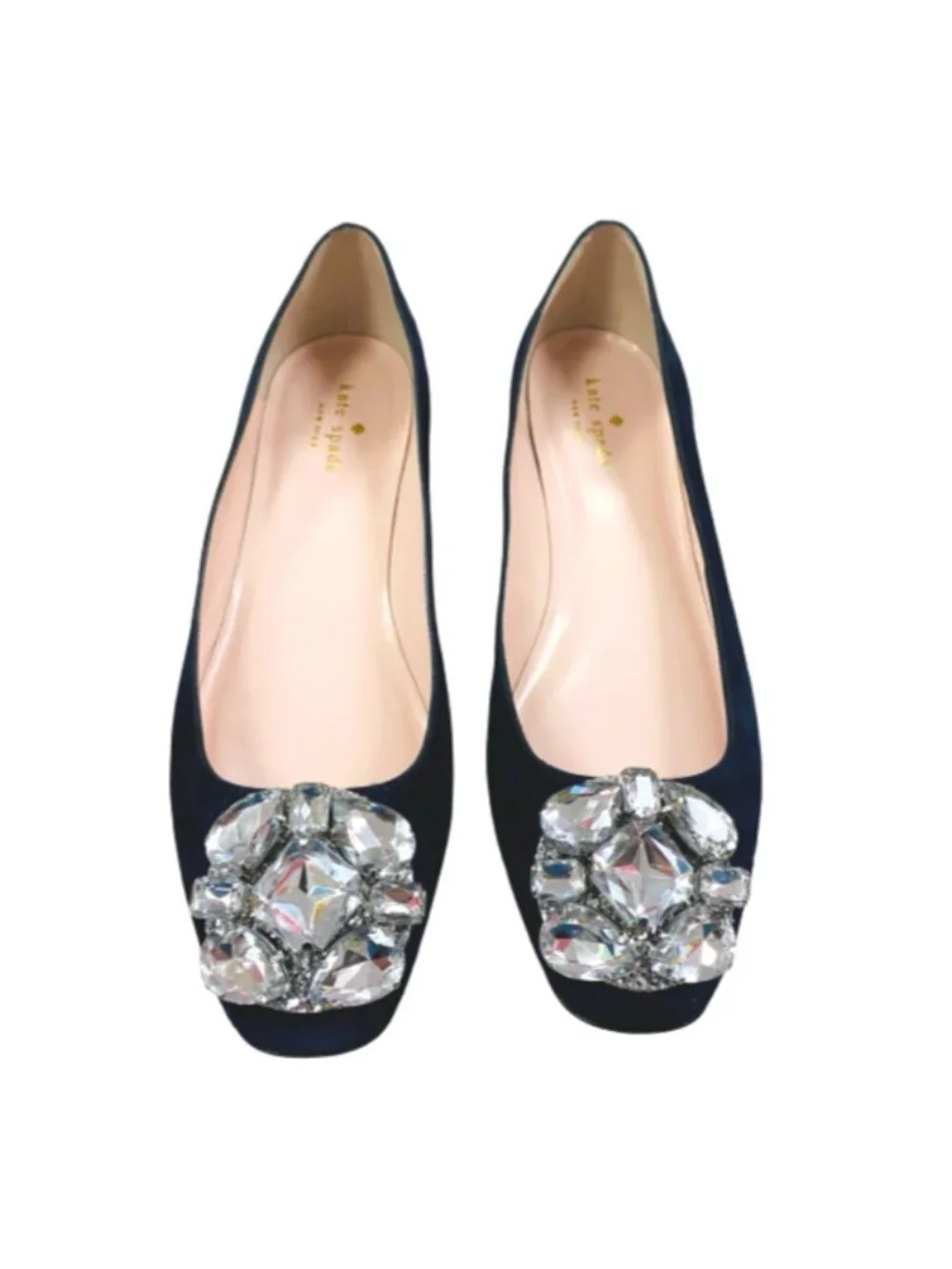 kate spade Navy Jeweled Toe Ballet Flats